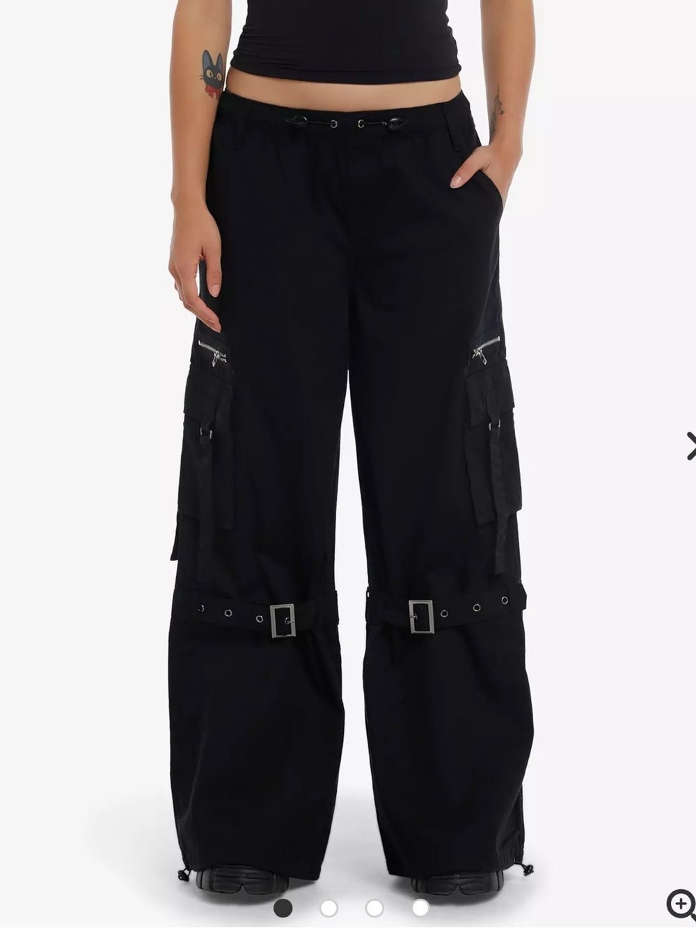 Hot Topic Black Grommet Strap Zipper Cargo Wide Leg Pants Size 2X